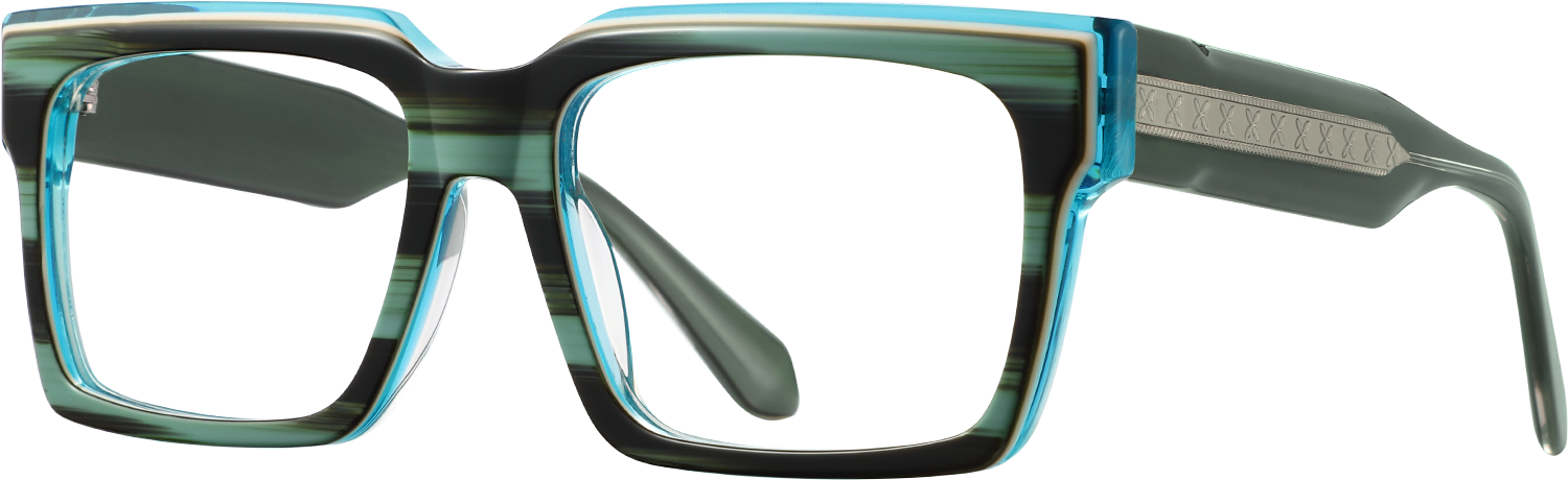Side view of Fytoo Rectangle Two Tone Acetate Full Rim Eyeglasses