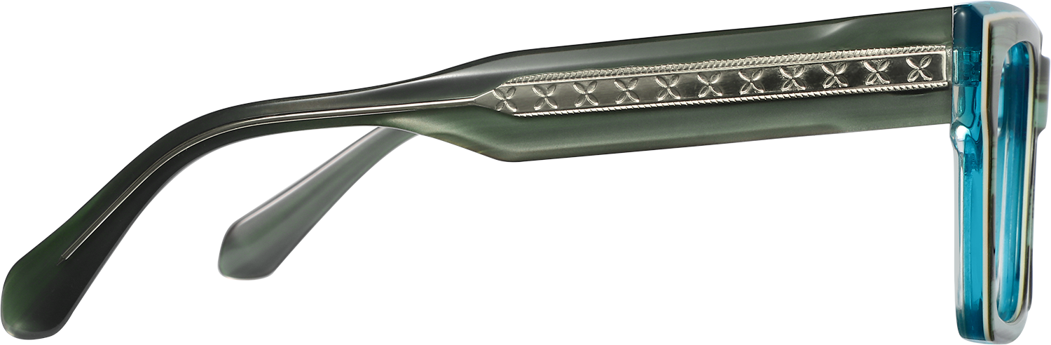 Side view of Fytoo Rectangle Two Tone Acetate Full Rim Eyeglasses