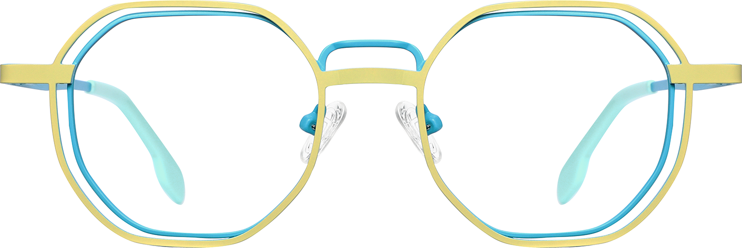 Fytoo Geometric Yellow Metal Full Rim Eyeglasses-image-FT898429-01