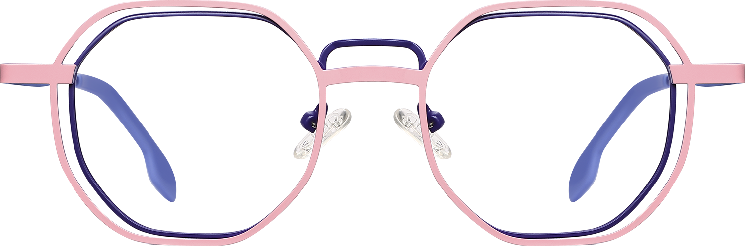 Fytoo Geometric Pink Metal Full Rim Eyeglasses-image-FT898429-02