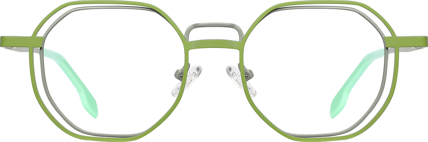 Fytoo Geometric Green Metal Full Rim Eyeglasses-image-FT898429-03