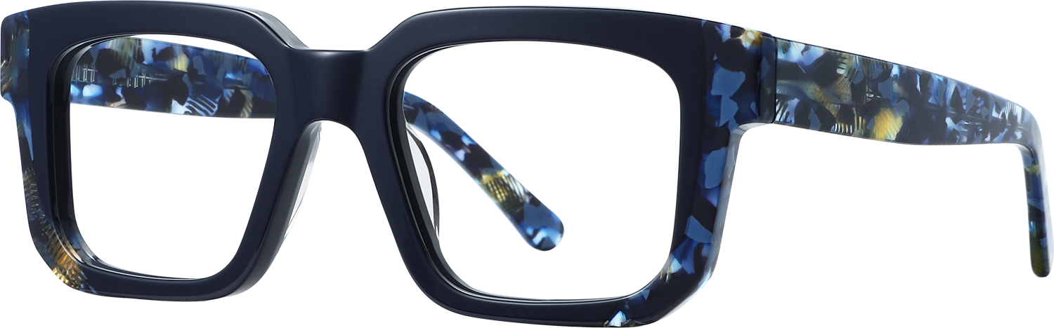 Side view of Fytoo Square Blue Acetate Full Rim Eyeglasses
