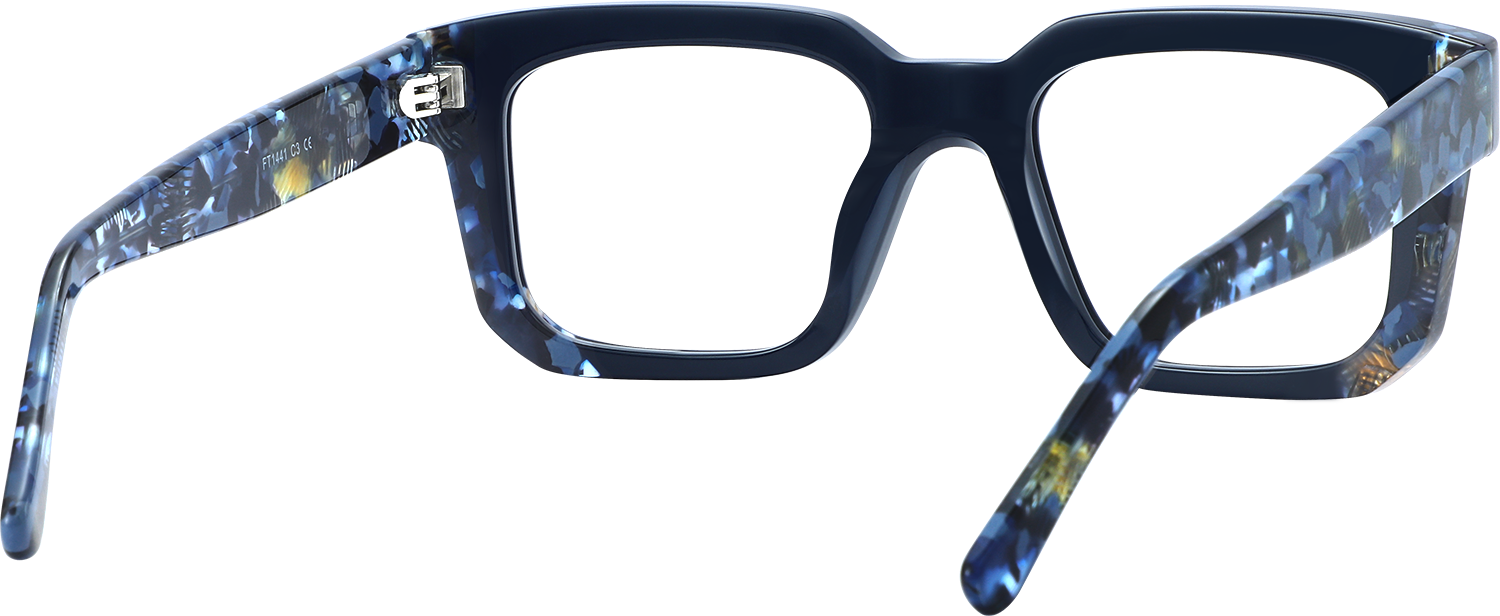 Side view of Fytoo Square Blue Acetate Full Rim Eyeglasses
