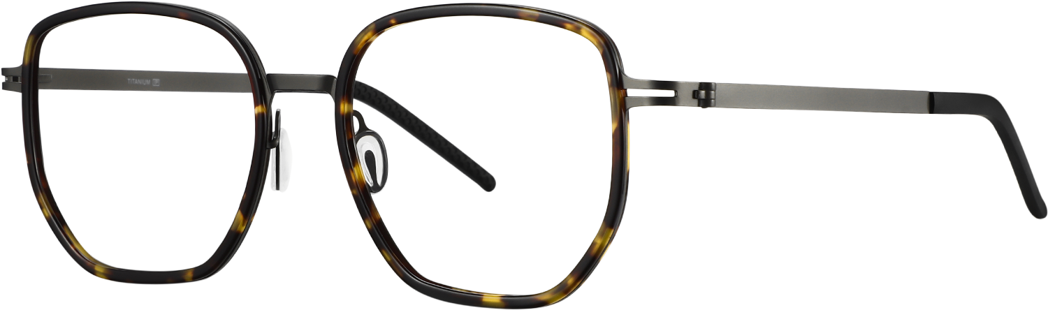 Side view of Fytoo Square Tortoiseshell Acetate Metal Full Rim Eyeglasses