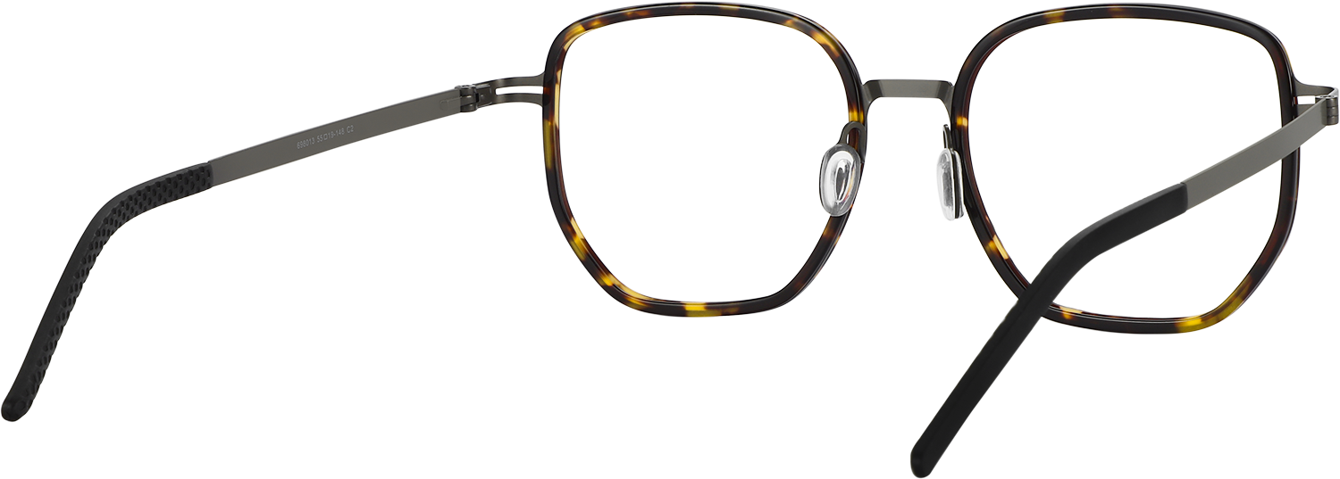 Side view of Fytoo Square Tortoiseshell Acetate Metal Full Rim Eyeglasses