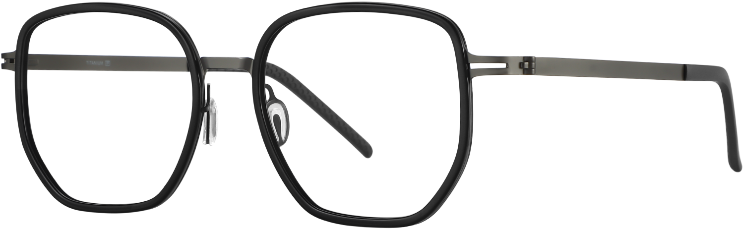 Side view of Fytoo Square Black Acetate Metal Full Rim Eyeglasses