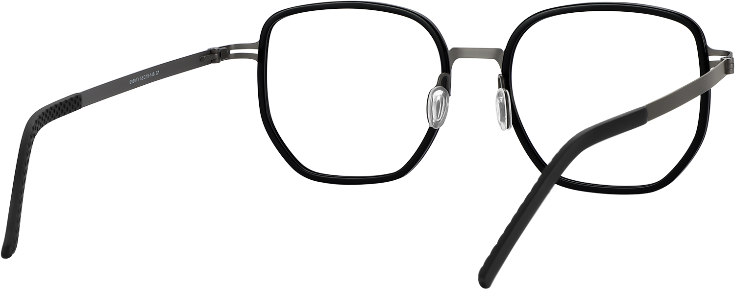Side view of Fytoo Square Black Acetate Metal Full Rim Eyeglasses