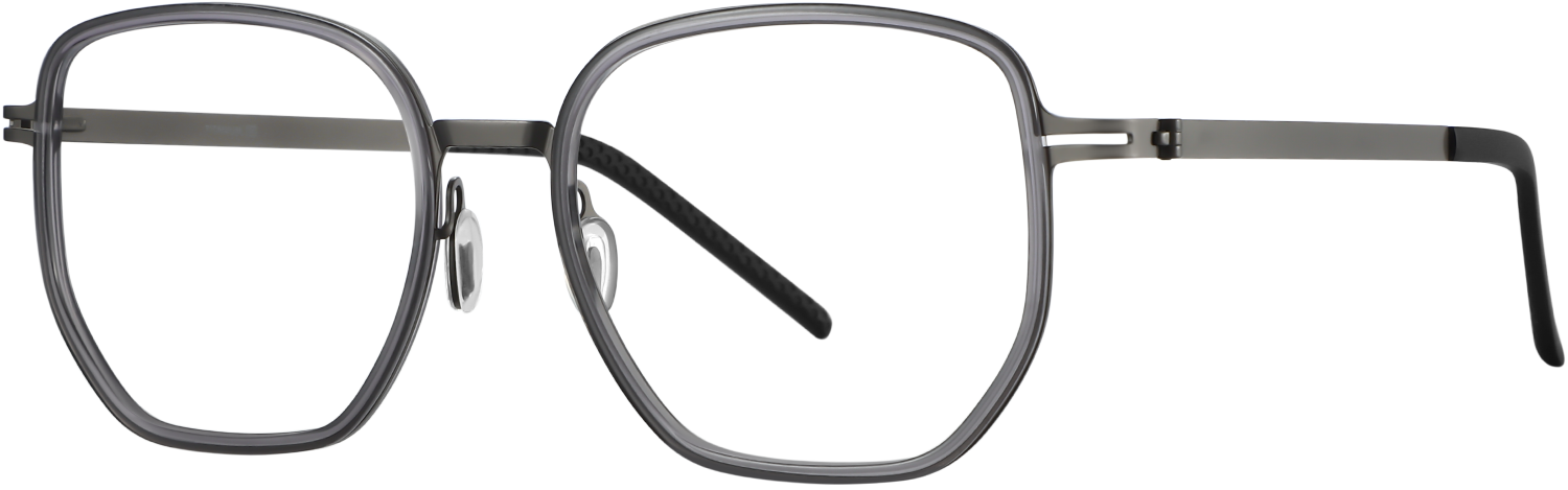 Side view of Fytoo Square Grey Acetate Metal Full Rim Eyeglasses