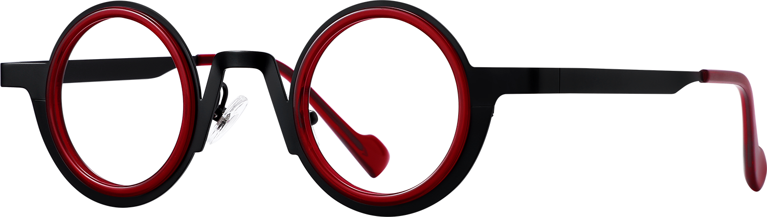 Side view of Fytoo Round Two Tone Acetate Metal Full Rim Eyeglasses