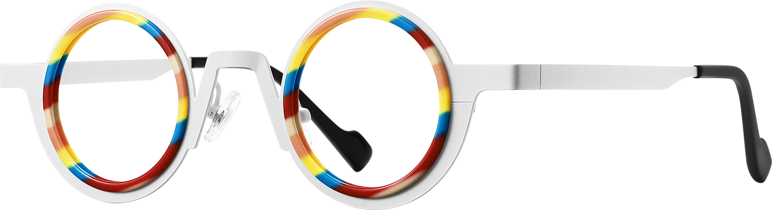 Side view of Fytoo Round Rainbow Acetate Metal Full Rim Eyeglasses