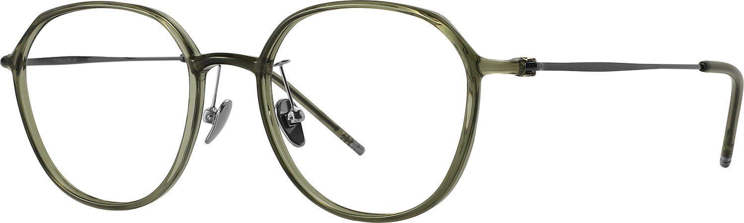 Side view of Fytoo Round Green TR90 Full Rim Eyeglasses