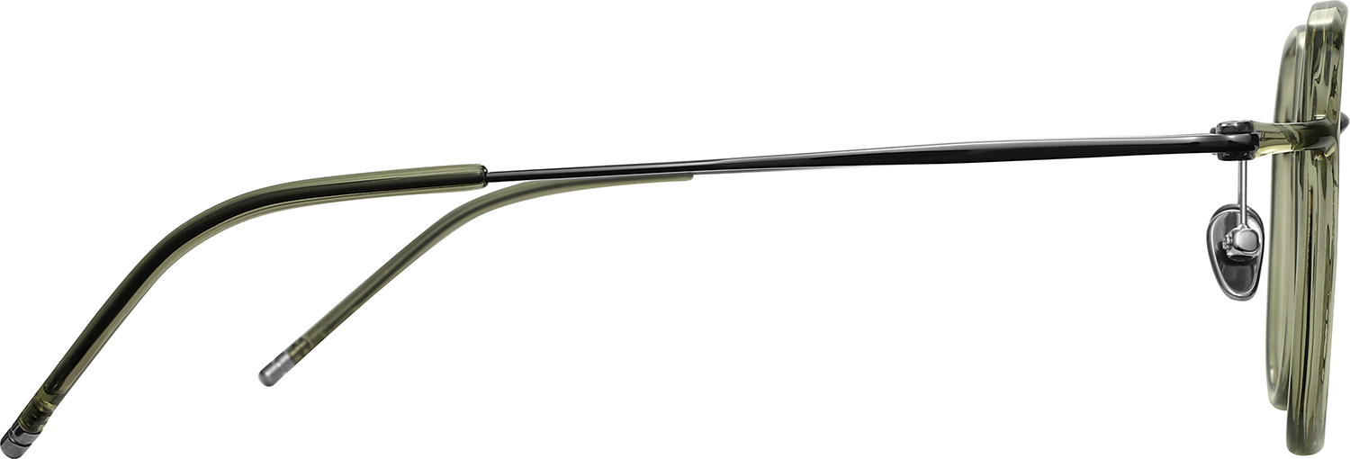 Side view of Fytoo Round Green TR90 Full Rim Eyeglasses