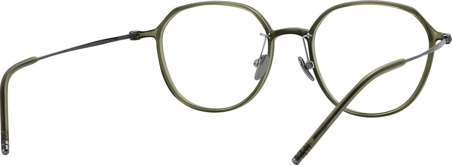 Side view of Fytoo Round Green TR90 Full Rim Eyeglasses