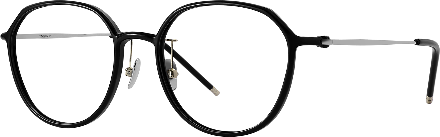 Side view of Fytoo Round Black TR90 Full Rim Eyeglasses