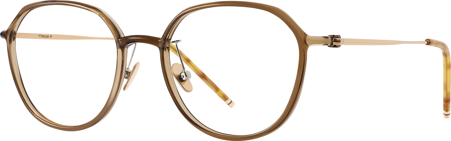 Side view of Fytoo Round Brown TR90 Full Rim Eyeglasses