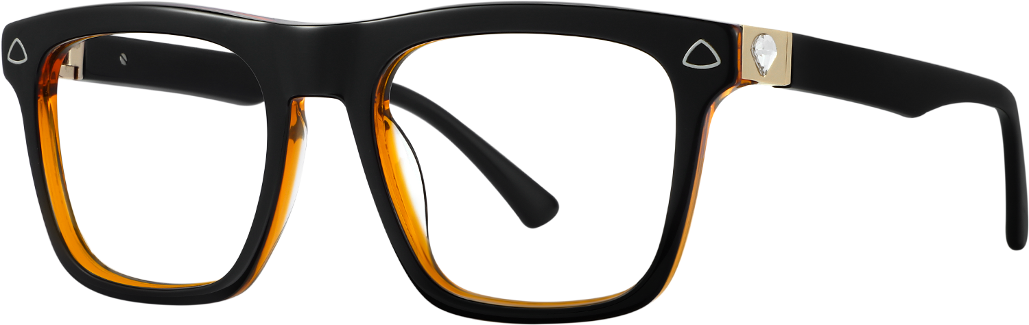 Side view of Fytoo Square Black Acetate Full Rim Eyeglasses