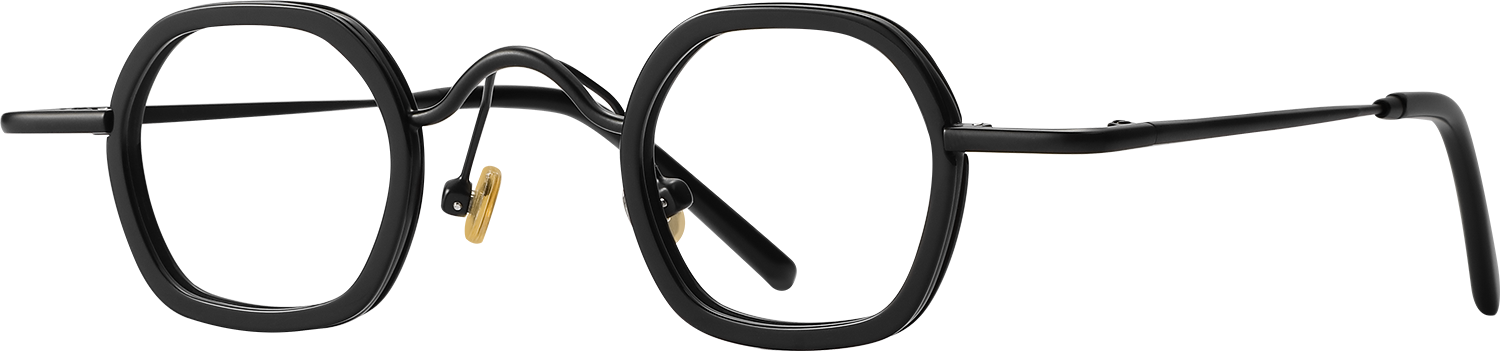 Side view of Fytoo Square Black Metal Acetate Full Rim Eyeglasses