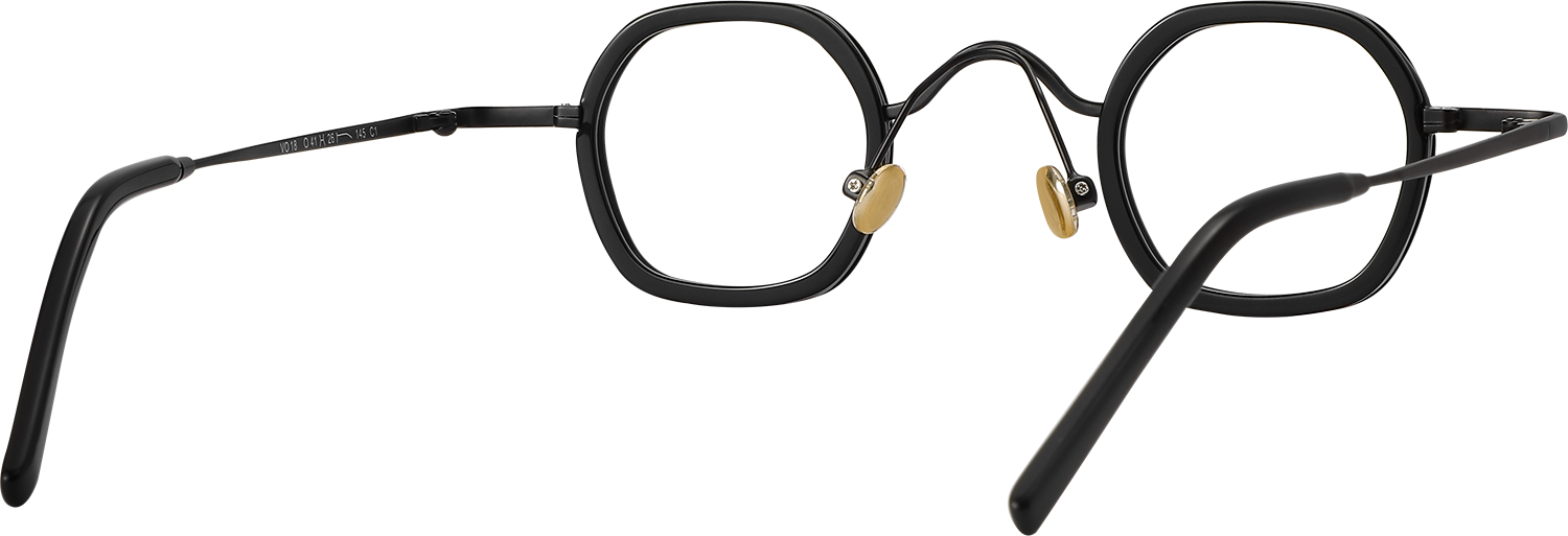 Side view of Fytoo Square Black Metal Acetate Full Rim Eyeglasses