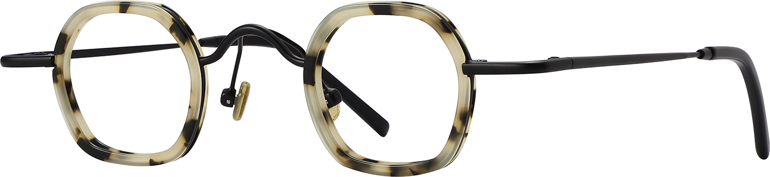 Side view of Fytoo Square Tortoiseshell Metal Acetate Full Rim Eyeglasses