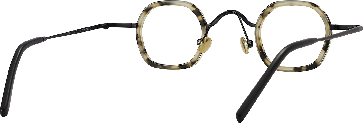 Side view of Fytoo Square Tortoiseshell Metal Acetate Full Rim Eyeglasses