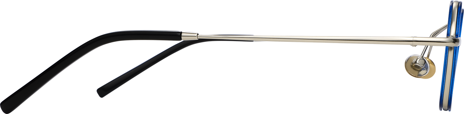 Side view of Fytoo Square Blue Metal Acetate Full Rim Eyeglasses