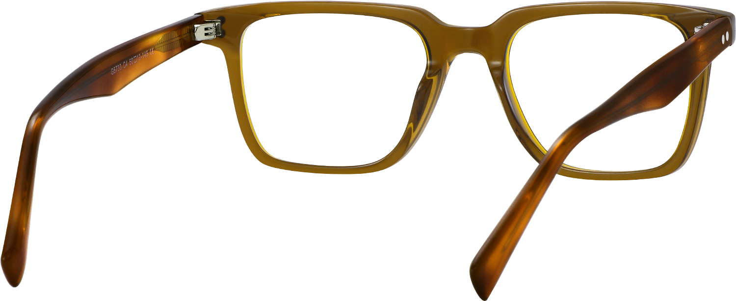 Side view of Fytoo Square Brown Acetate Full Rim Eyeglasses