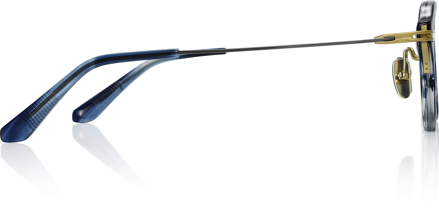 Side view of Fytoo Square Blue Acetate Metal Full Rim Eyeglasses
