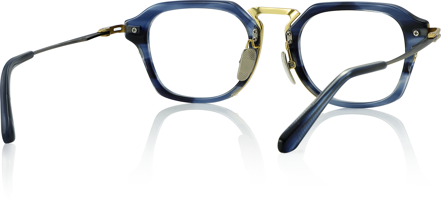 Side view of Fytoo Square Blue Acetate Metal Full Rim Eyeglasses