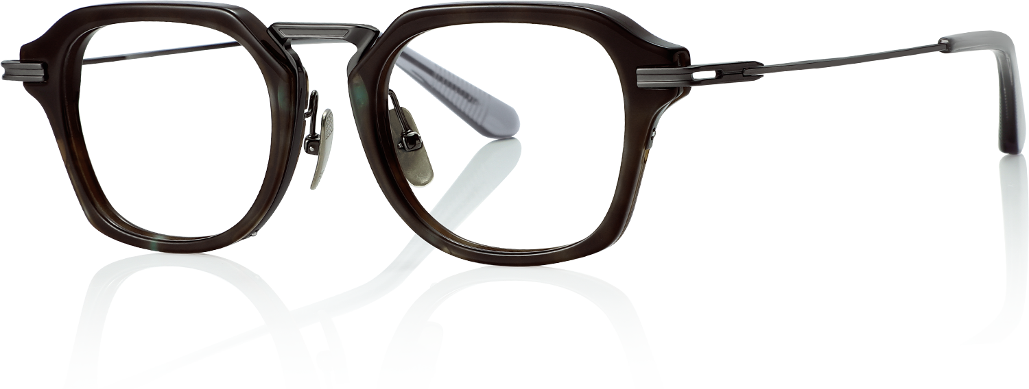 Side view of Fytoo Square Tortoiseshell Acetate Metal Full Rim Eyeglasses