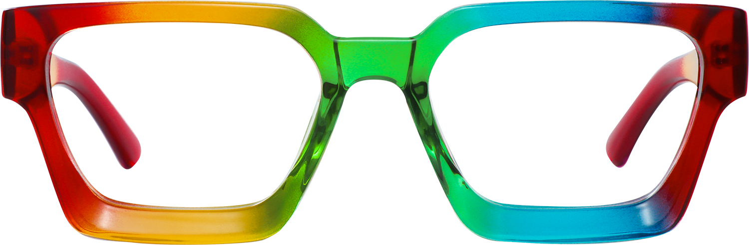 Side view of Fytoo Rectangle Rainbow Plastic Full Rim Eyeglasses