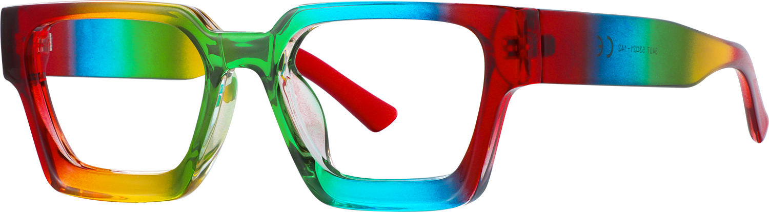 Side view of Fytoo Rectangle Rainbow Plastic Full Rim Eyeglasses