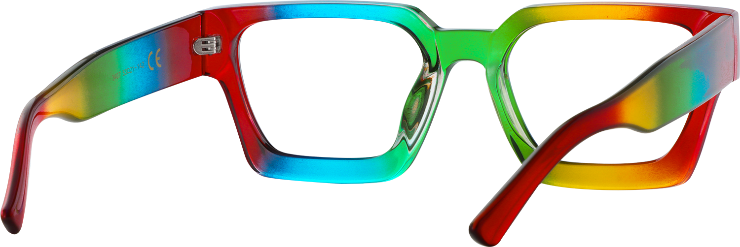 Side view of Fytoo Rectangle Rainbow Plastic Full Rim Eyeglasses