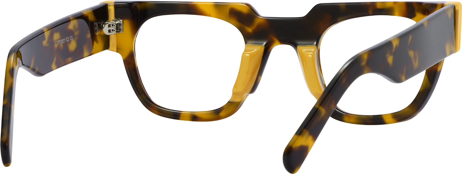 Side view of Fytoo Square Tortoiseshell Acetate Full Rim Eyeglasses