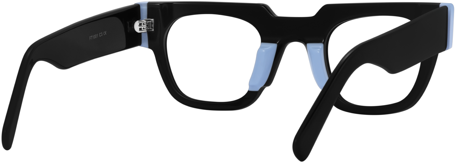 Side view of Fytoo Square Black Acetate Full Rim Eyeglasses