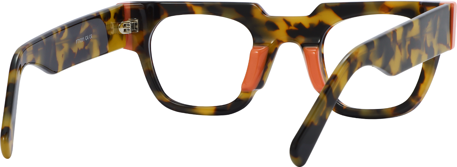 Side view of Fytoo Square Tortoiseshell Acetate Full Rim Eyeglasses