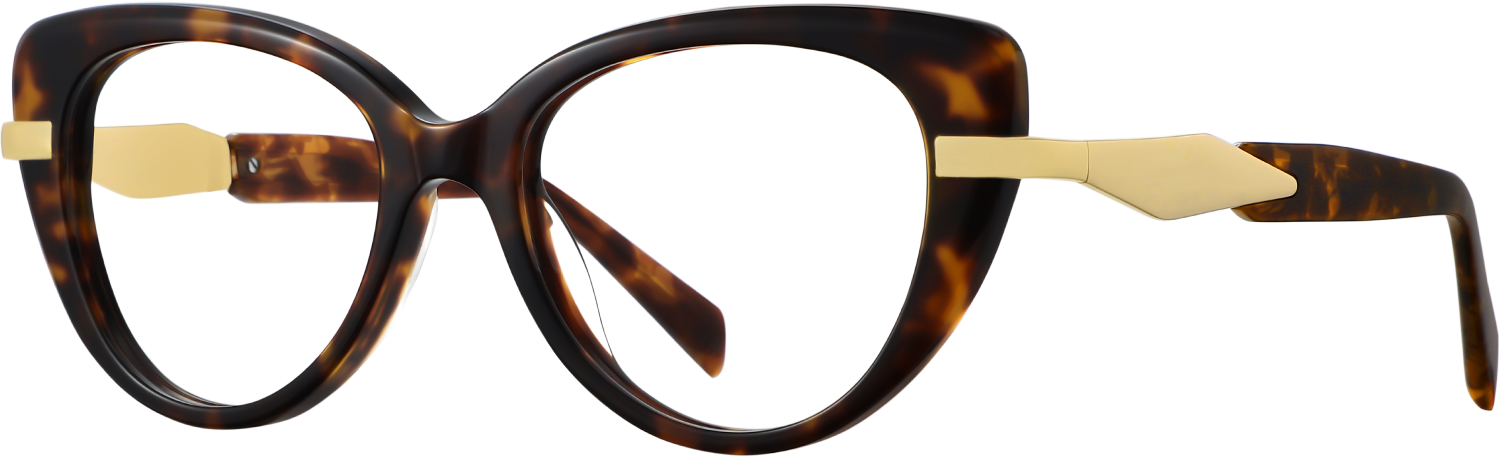 Side view of Fytoo Cateye Tortoiseshell Acetate Full Rim Eyeglasses
