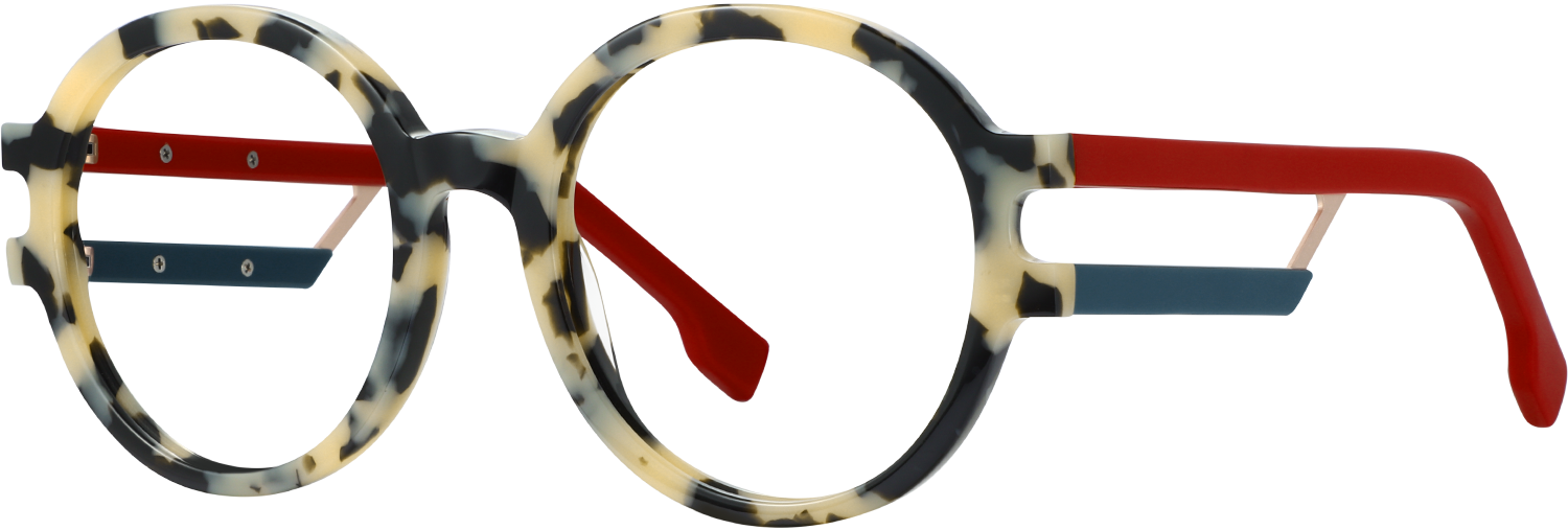 Side view of Fytoo Round Tortoiseshell Acetate Full Rim Eyeglasses