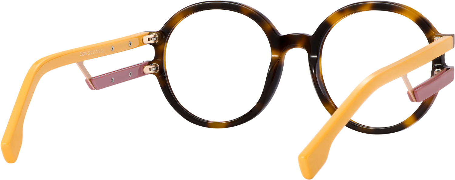 Side view of Fytoo Round Tortoiseshell Acetate Full Rim Eyeglasses
