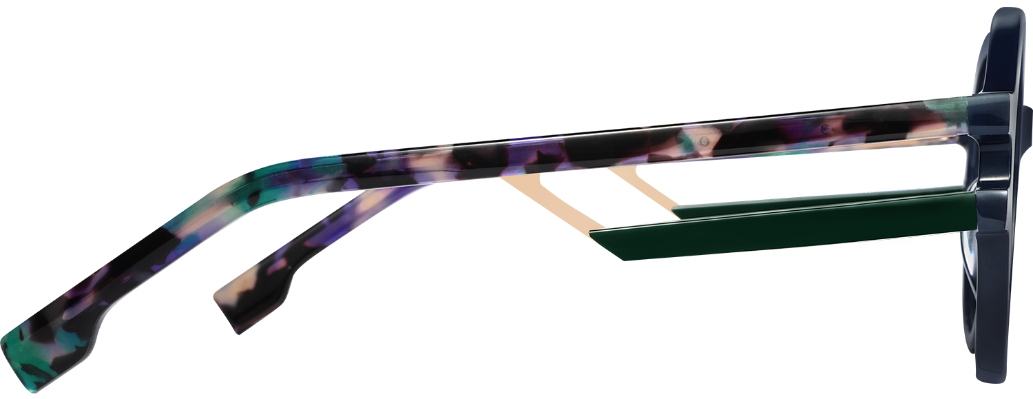 Side view of Fytoo Round Dark Blue Acetate Full Rim Eyeglasses