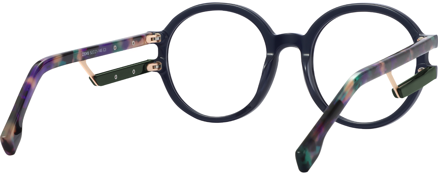 Side view of Fytoo Round Dark Blue Acetate Full Rim Eyeglasses