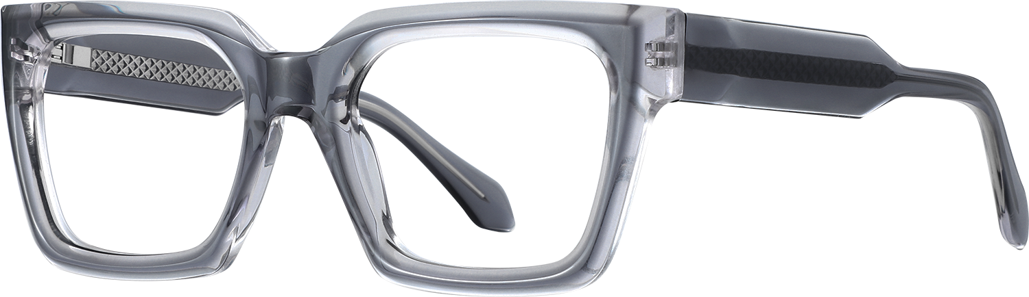 Side view of Fytoo Square Grey Acetate Full Rim Eyeglasses