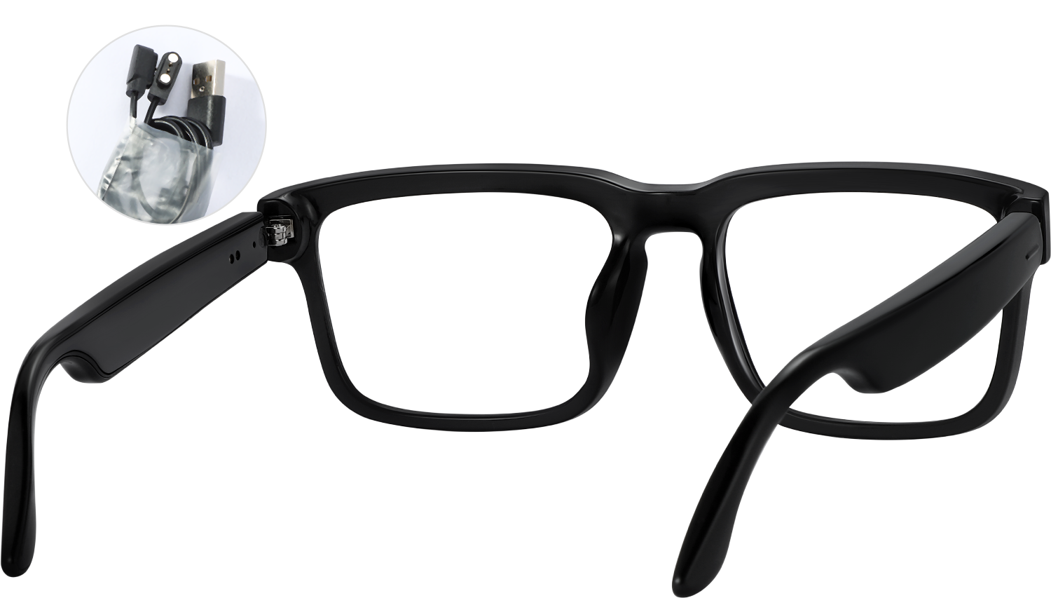 Side view of Fytoo Rectangle Black TR90 Full Rim Eyeglasses