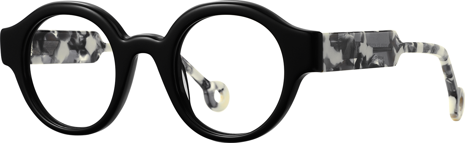 Side view of Fytoo Round Black Acetate Full Rim Eyeglasses