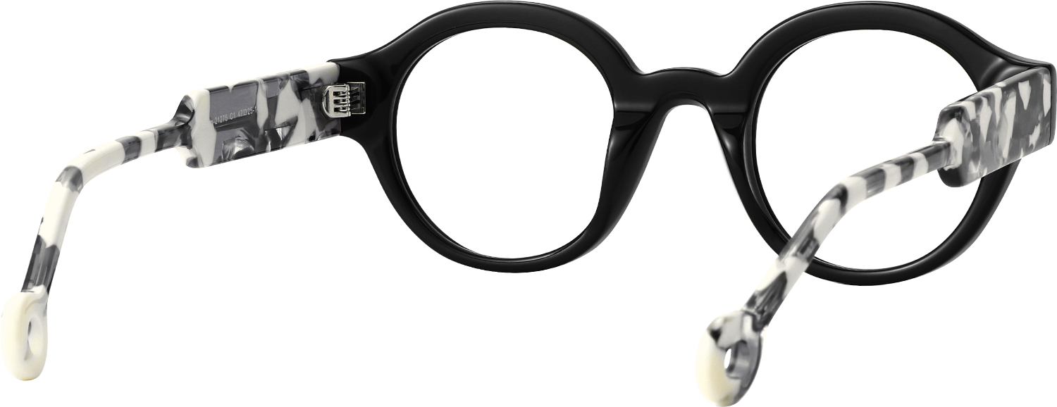 Side view of Fytoo Round Black Acetate Full Rim Eyeglasses