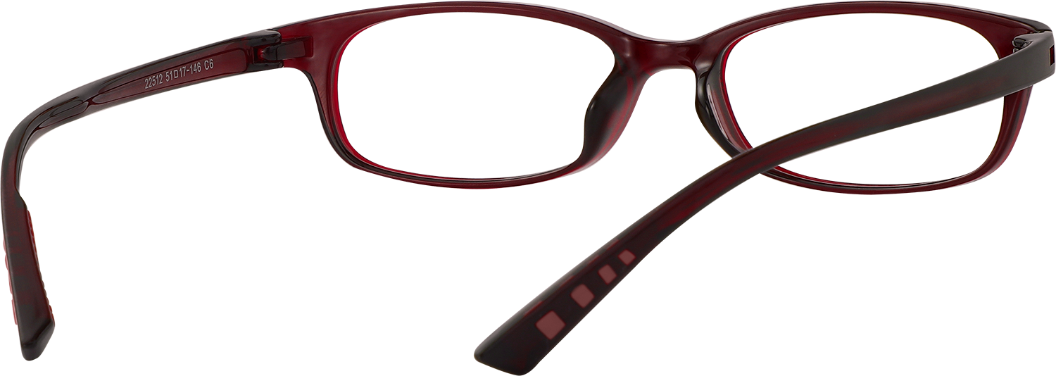 Side view of Fytoo Rectangle Red TR90 Full Rim Eyeglasses