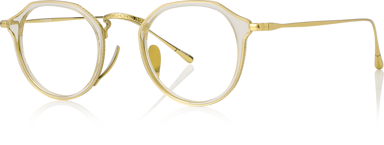 Side view of Fytoo Round Golden Acetate Titanium Full Rim Eyeglasses
