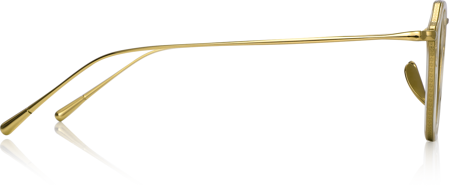 Side view of Fytoo Round Golden Acetate Titanium Full Rim Eyeglasses