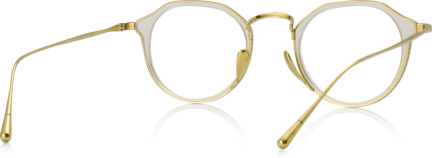 Side view of Fytoo Round Golden Acetate Titanium Full Rim Eyeglasses
