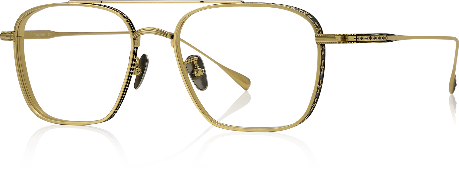Side view of Fytoo Aviator Golden Titanium Full Rim Eyeglasses