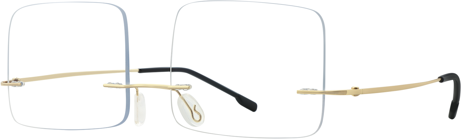 Side view of Fytoo Square Golden Metal Rimless Eyeglasses